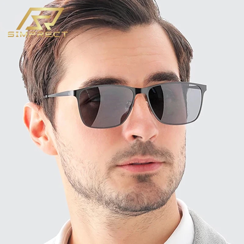 

SIMPRECT Anti-glare Polarized Sunglasses Men 2023 UV400 High Quality Metal Square Sun Glasses Vintage Retro Driving zonnebril