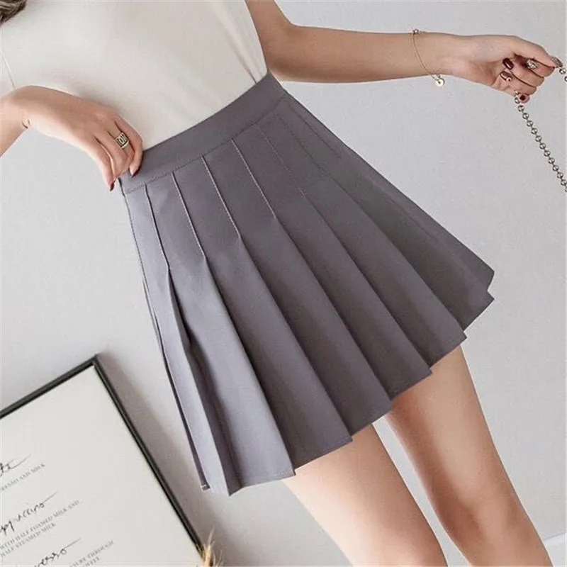 Skirts New Black Pleated Short Skirt Women Spring and Summer High Waist A-Line Skirt College Style Anti-Lighting Sexy Mini Skirt Girls brown skirt Skirts