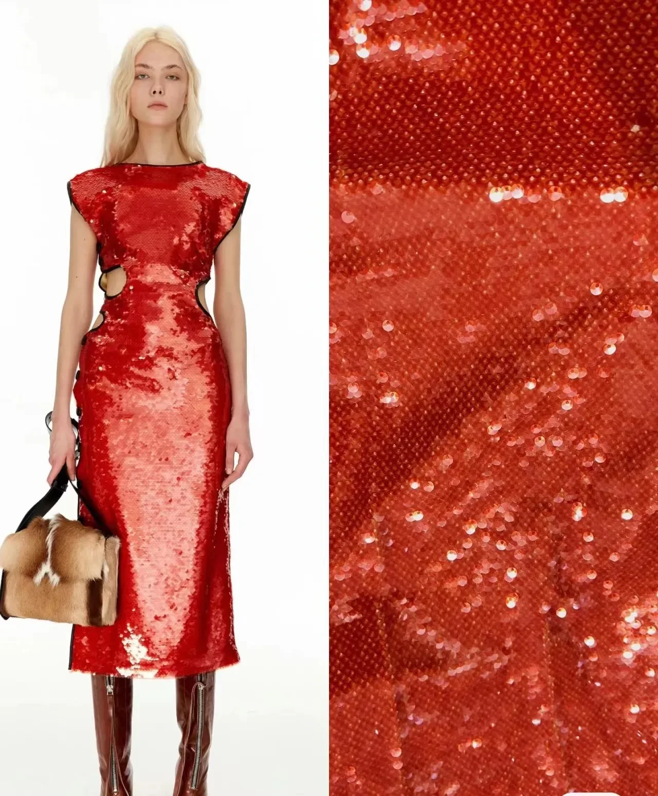 

Мода 1 ярд тяжелого хорошего качества! Красная Блестящая Тюлевая сетчатая ткань с блестками для пальто, костюма, платья