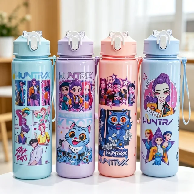 Botella de agua espacial con correa para niños: Diseño Cartoon y Portátil | Emoape