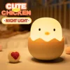 Duck Silicone Night Light for Children With Timer Usb Rechargeable Dimming Touch Lamp Sleeping Bedroom Cartoon Animal Decor Gift 1