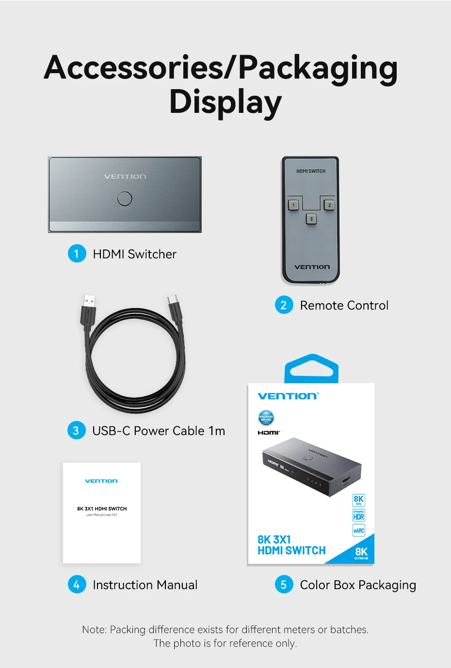 HDMI 2.1 Splitter Switch 8K 60Hz 4K120Hz 3 in 1 out for TV Xiaomi Xbox PS5 Set T