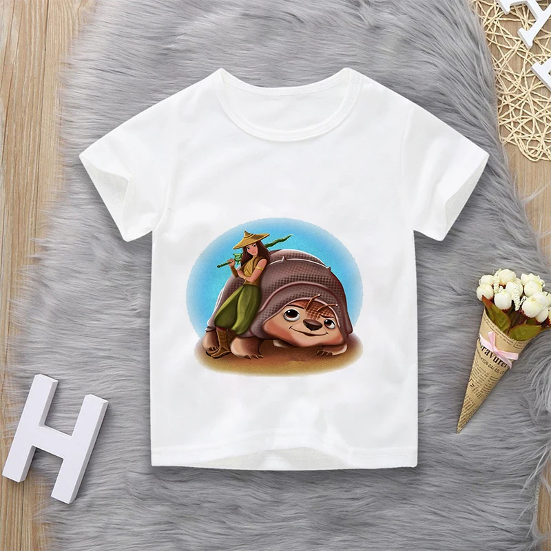 top T-Shirts Disney Cartoon Raya And The Last Dragon T Shirt Kids Cute Print Boys Girls T-shirt Summer Casual Comfortable Short O-Nack Tops vlone shirt