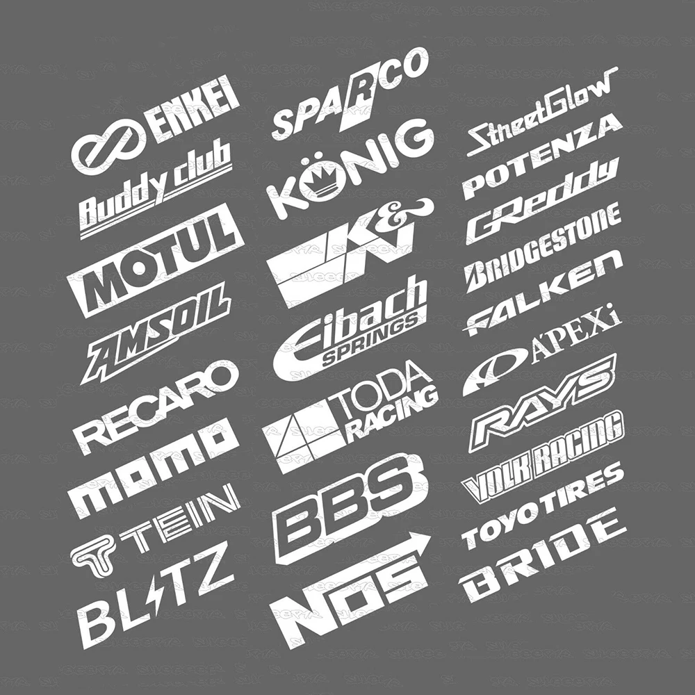 Gelegentliche 13 stücke Racing Sponsor Logos Set Reflektierende Auto Aufkleber  Racing Turbo Drift Vinyl Aufkleber - AliExpress
