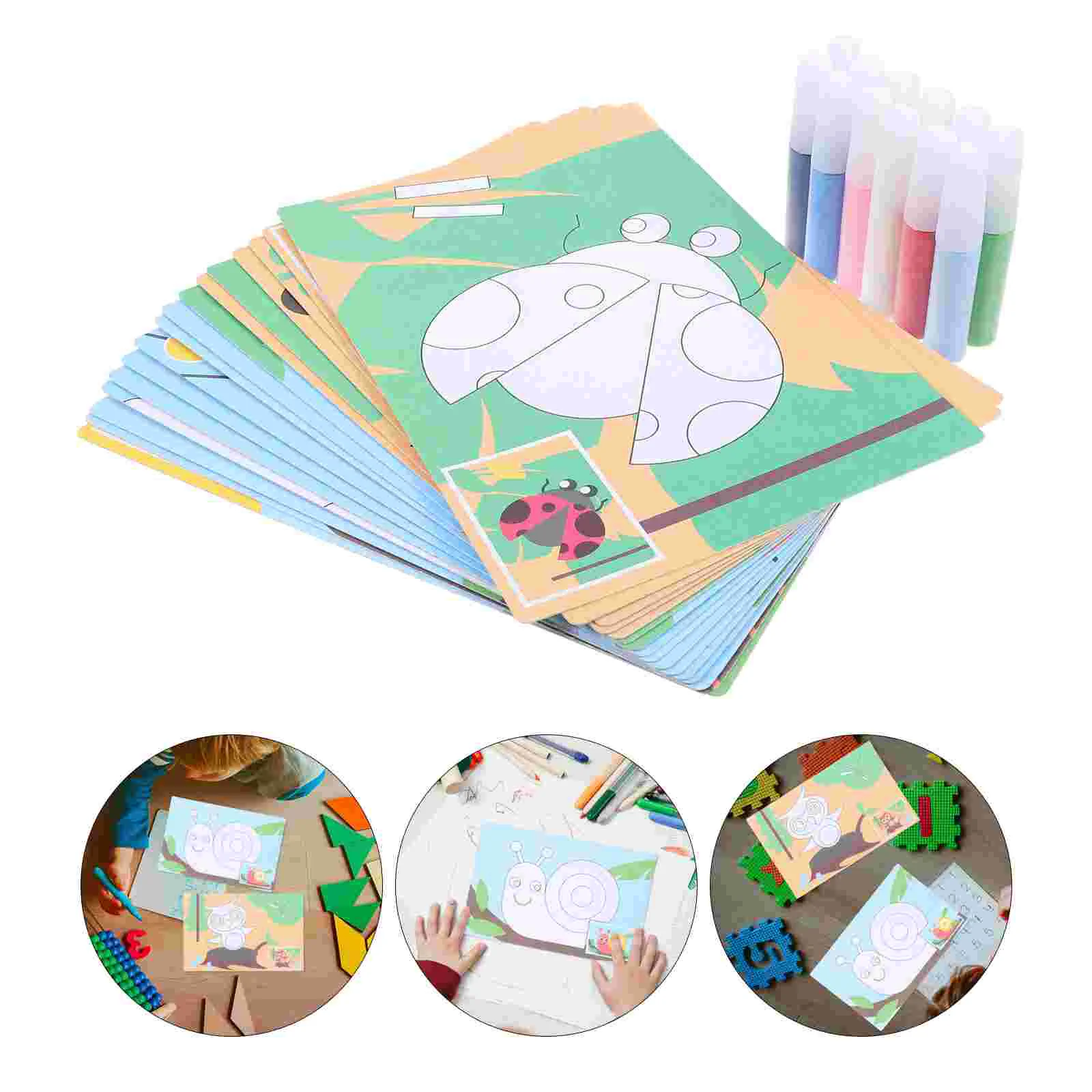 

1 Set Sand Kits For Kids Animal Themed Colored Sand And Blank Paper Painting Sheet