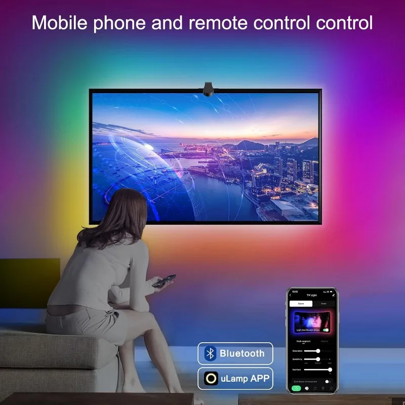 RGBIC TV Backlight Strip,AR Color Gamut Sensor,can Capture Part of The Color on The Screen,12.5FT/55-65,16.4FT/65-85 TV,US Power 3
