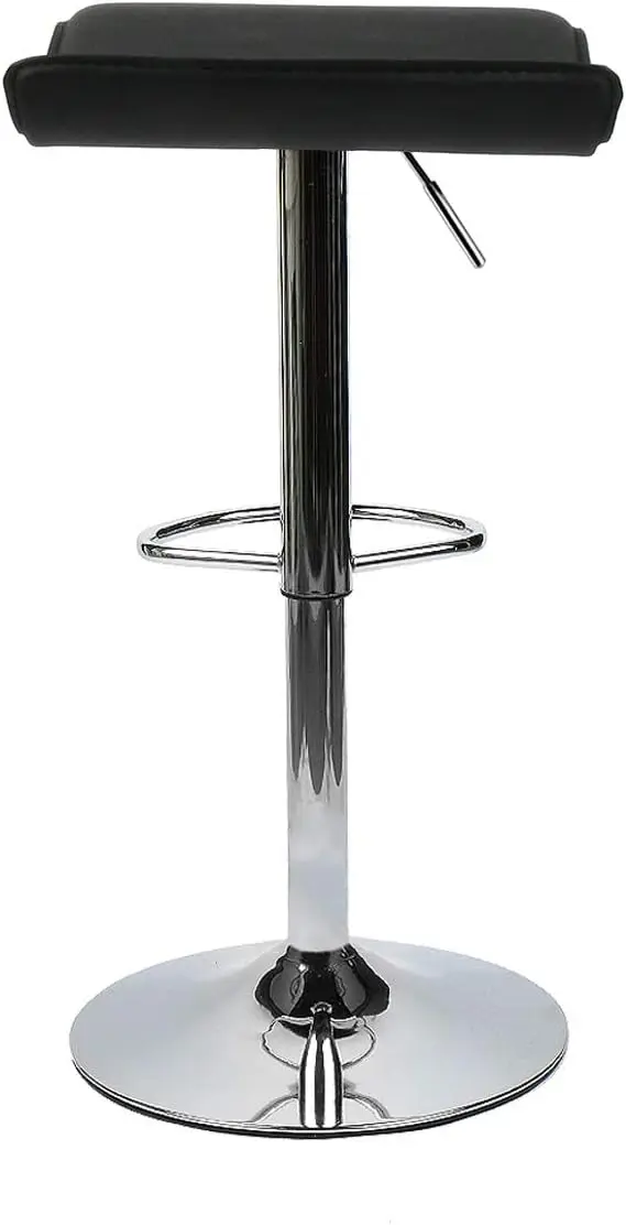 Set of 2 Barstool, Adjustable Swivel Bar Stools with PU Leather and Chrome Base, Gaslift Pub Counter Chairs, Black