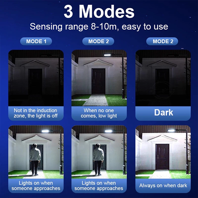 Solar garden lights 600000 Lumens Solar Led Light Outdoor Lighting 990 LED Garden Lights Big Solar Panel Lamps Waterproof Motion Sensor Street Light