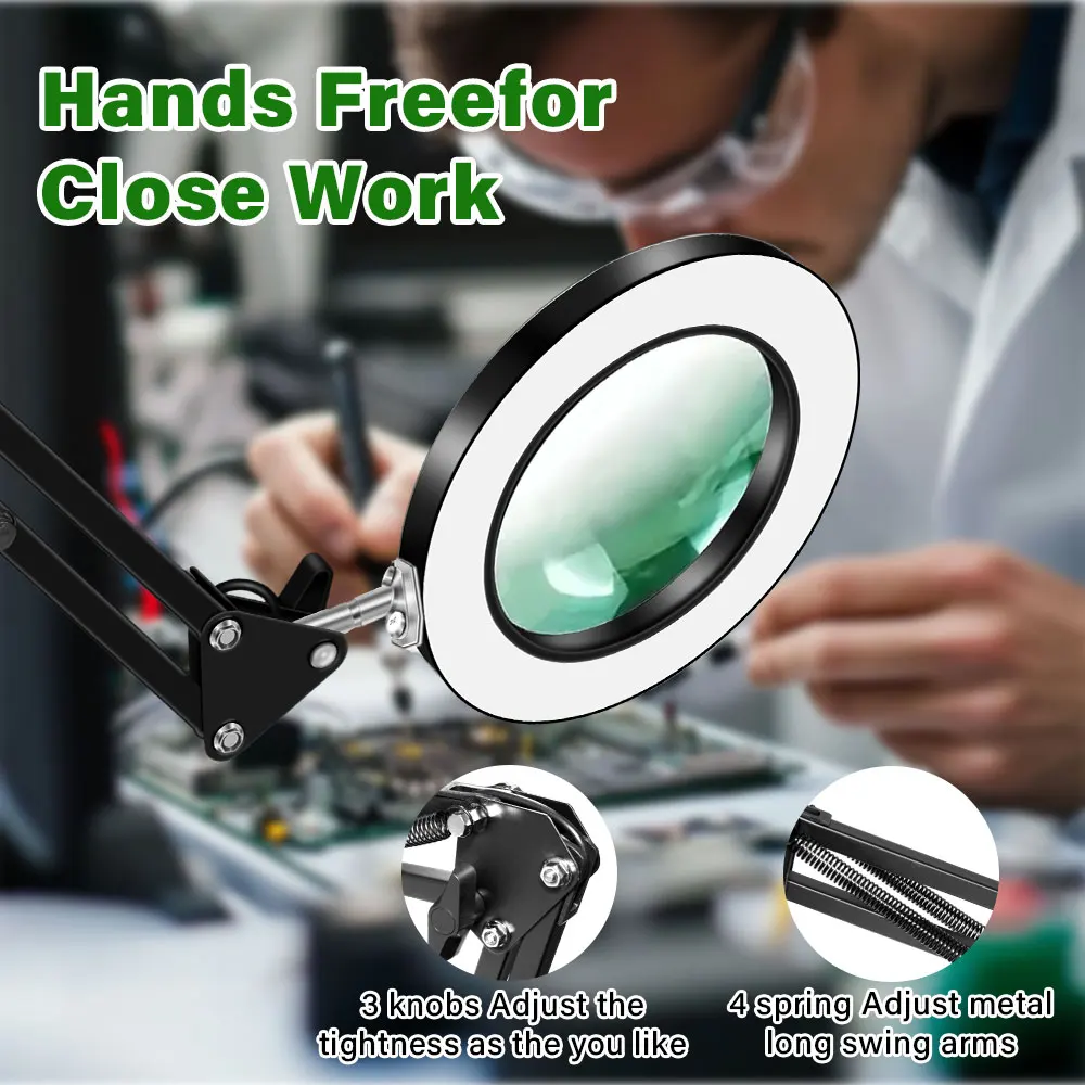 Illuminated LED Magnifier with Adjustable Lighting - Multifunctional Glass for Precision Tasks and Skincare