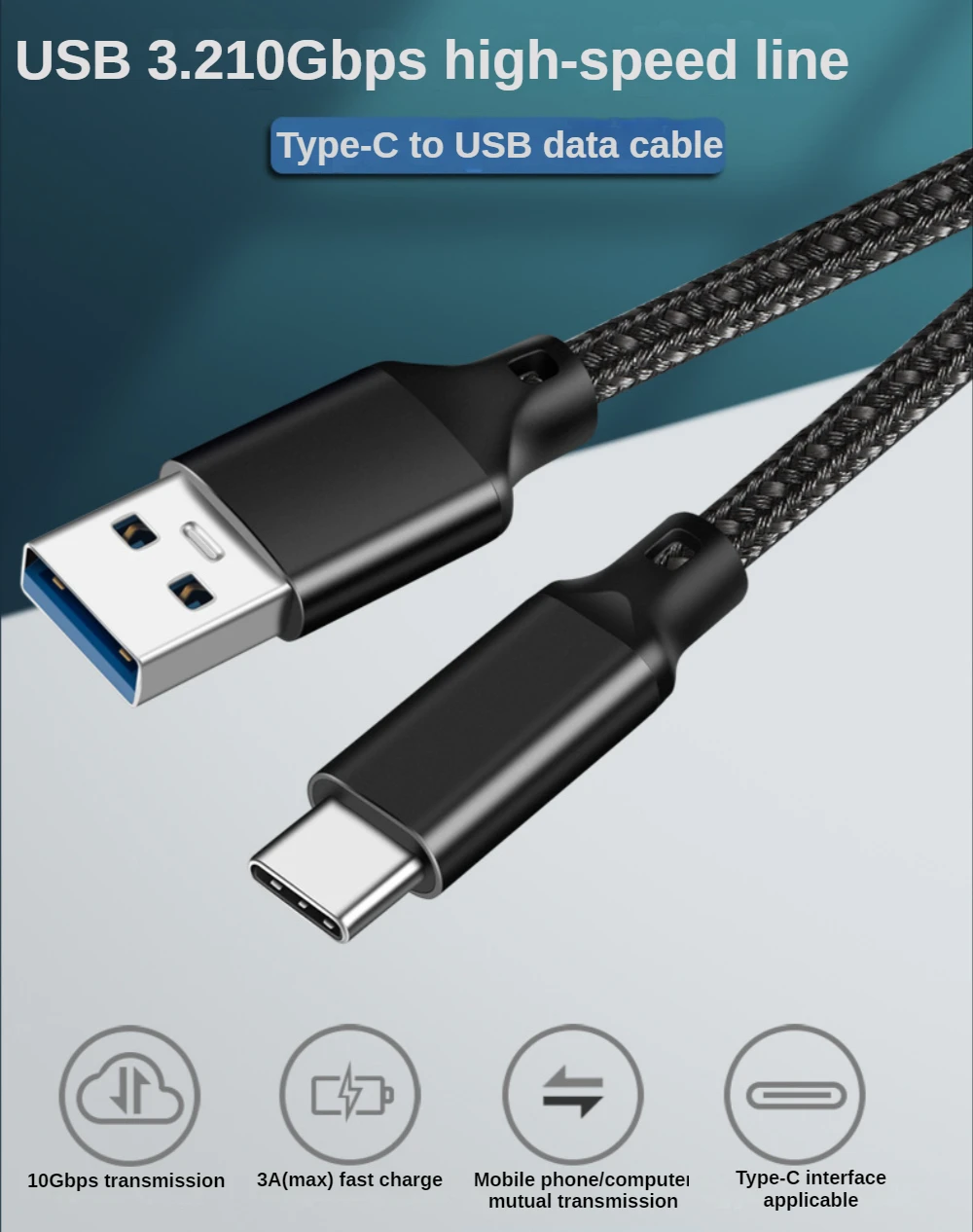 Cable USB A a USB C / 2 Metros / Carcasa de Aluminio / Nylon