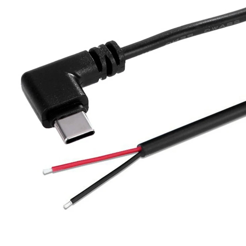 USB-C to Bare Wire Power Extension Cable, 90°/Straight Head, 22AWG