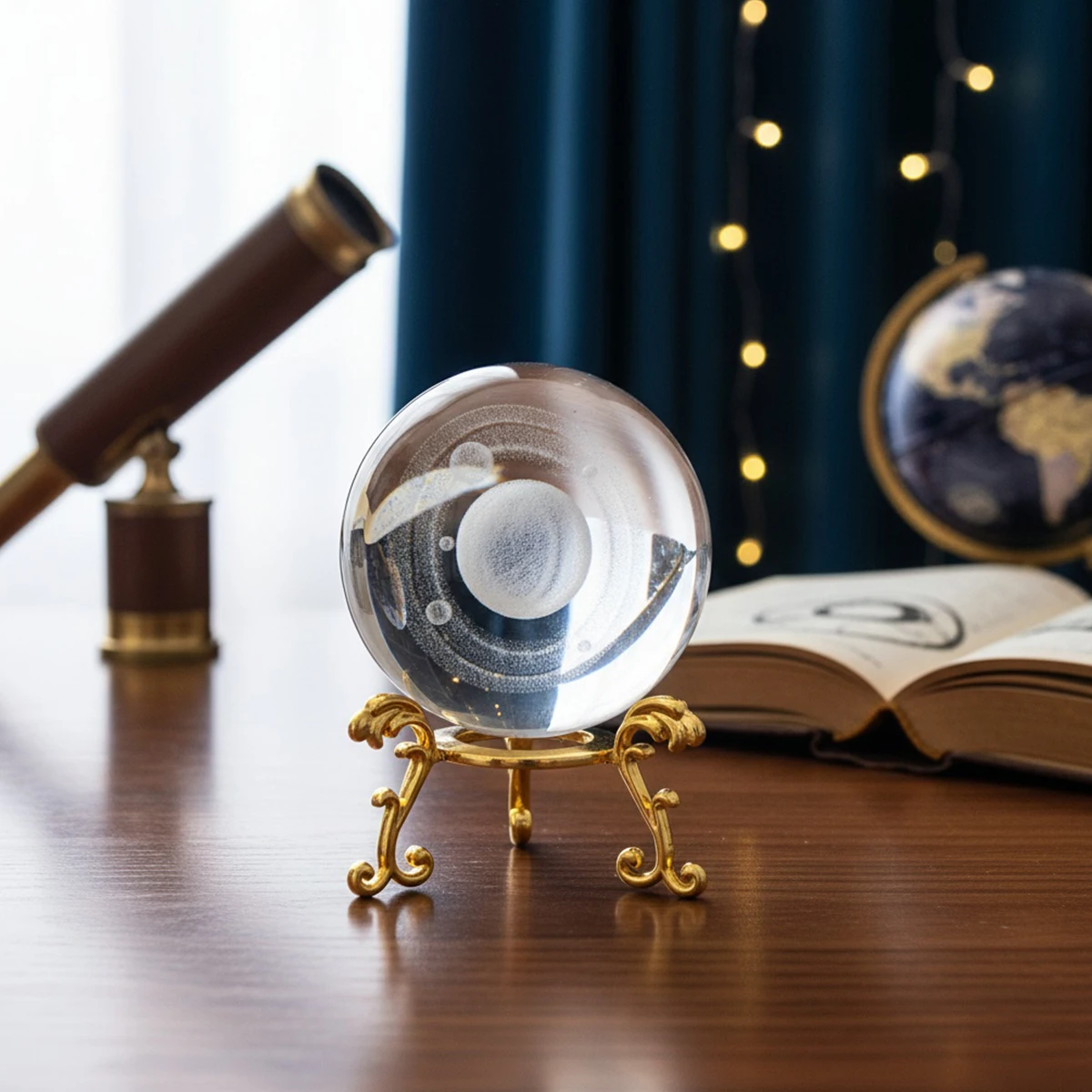 1PC, simple transparent crystal ball decorative item, transparent crystal glass ball decorative item, Saturn crystal ball