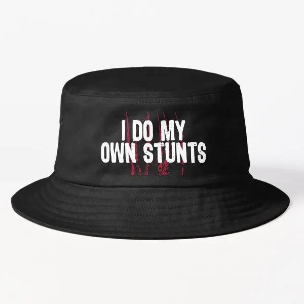 

I Do My Own Stunts Get Well Gifts Funny Bucket Hat Cheapu Casual Summer Sport Black Boys Hip Hop Mens Solid Color Fish Caps