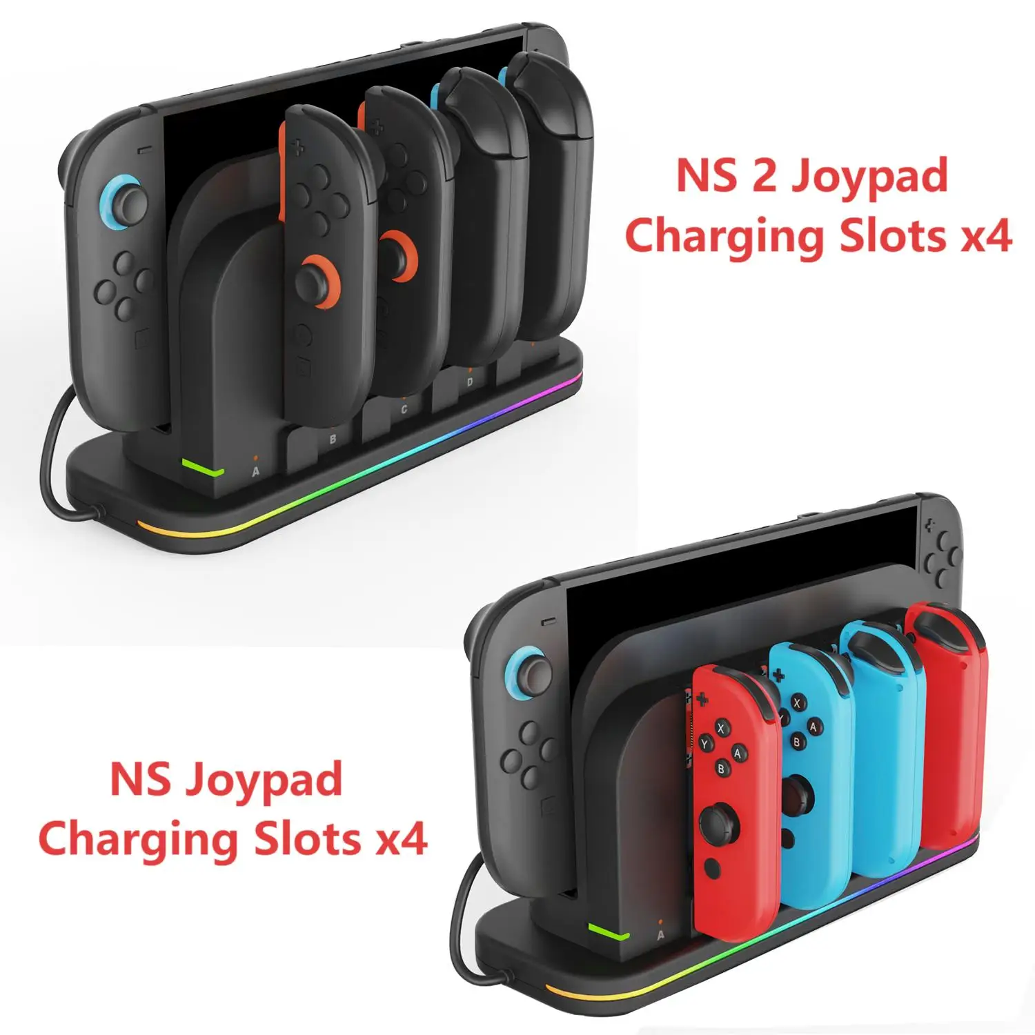 NS2(조이패드)용 PG-SW2062 충전 및 냉각 도크 ? 범용 NS/NS2/OLED, 8슬롯, 3단 속도, RGB