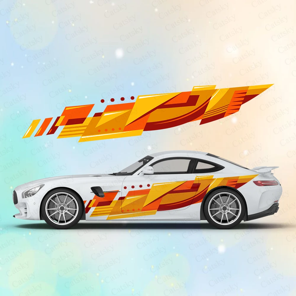 

Абстрактные оранжевые этнические большие автомобильные наклейки и наклейки, наклейки для кузова автомобиля, боковые наклейки, водонепроницаемые наклейки