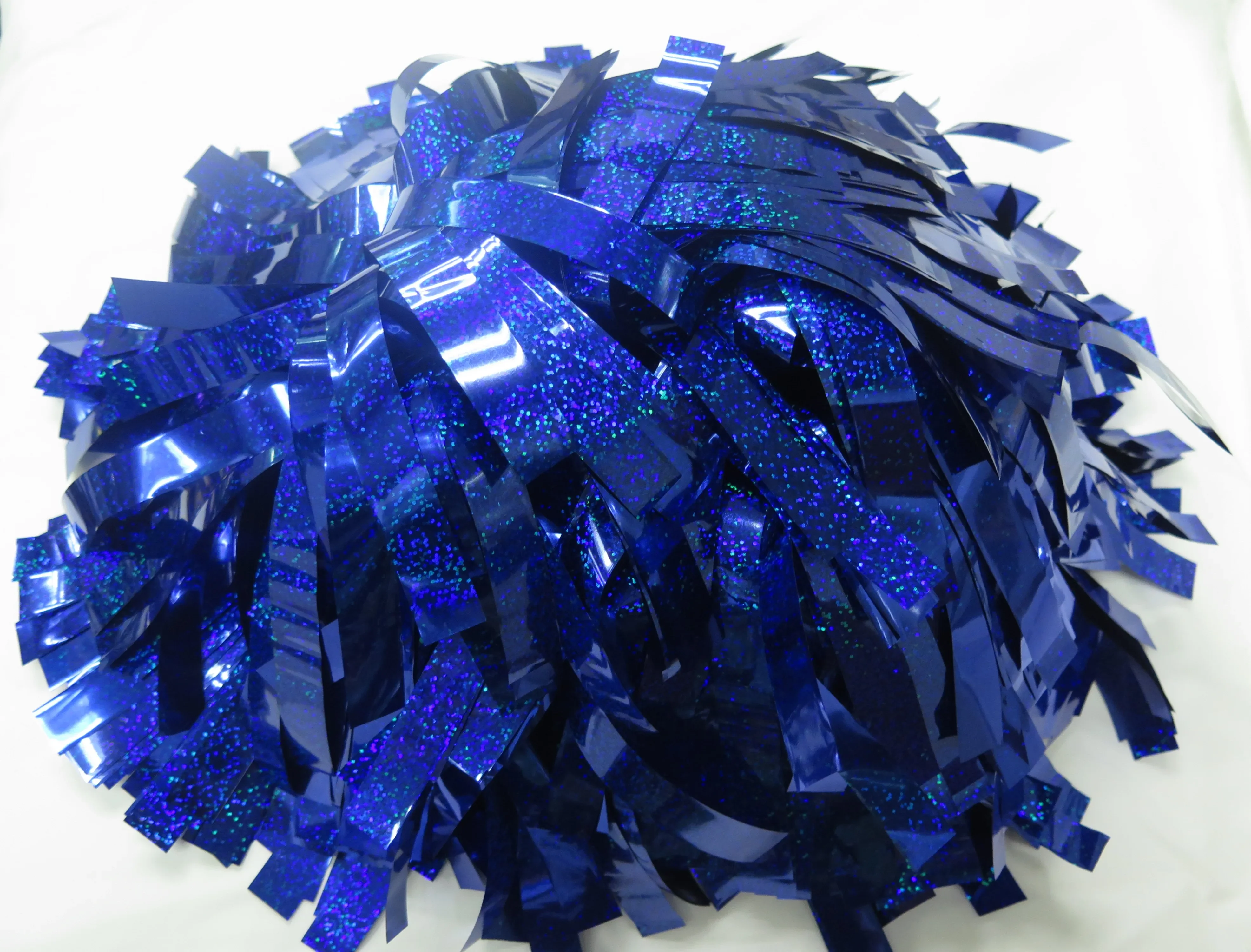 Blue metallic plastic colorful Poms,4" 6" 8" 10" cheer pom poms