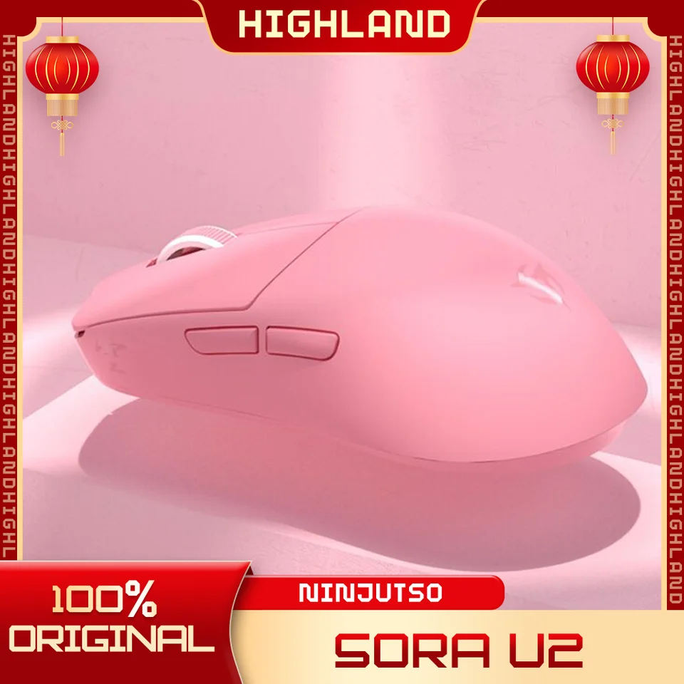 IN STOCK Ninjutso Sora V2 Pink Gamer Mouse Wireless Mouse 2Mode 
