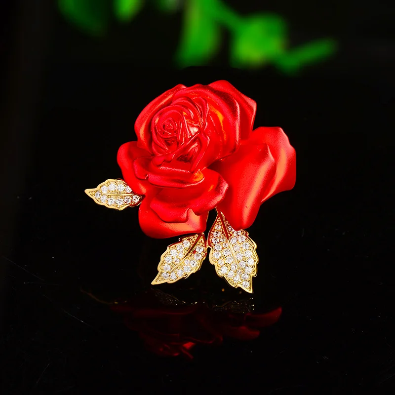 

Red Rose Flower Corsage Jewelry for Women Brand Design Fashion Statement Wedding Party Brooches Pins Bouttoniere