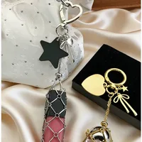 Custom Name Metal Star Butterfly Lipstick Bag Keychain Stainless Steel Net Pocket Interchangeable Lip Balm Key Chain Accessories 4