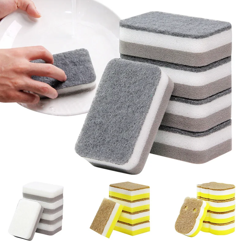 5PCS Double Sided Sponge Cleaner Kitchen Dishwashing Cloth Thickened