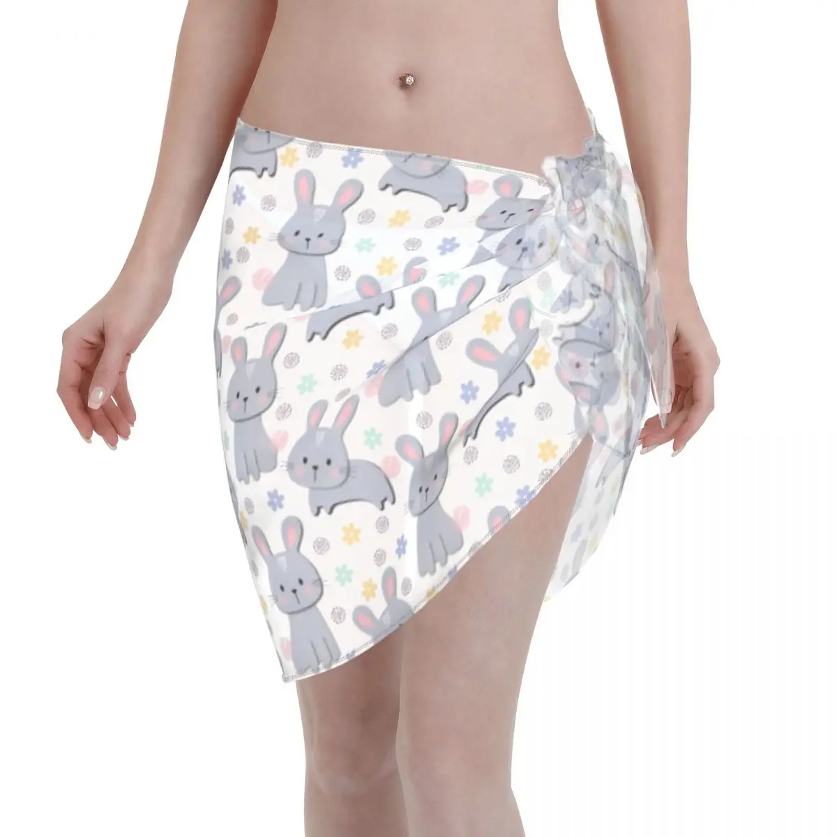 

Sexy Chiffon Swimwear Pareo Rabbit Pattern Cover Up Wrap Sarong Skirt Cute Animal New Beach Dress Swimsuit Bikini Cover-Ups