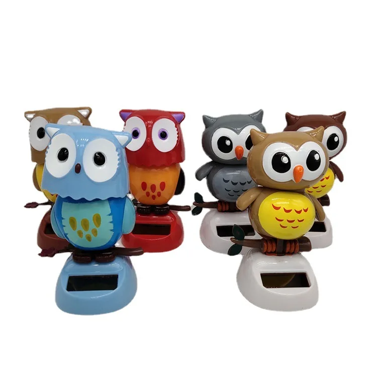 1pc Creative Funny Solar Owl Swinging Doll Dancing Swinging Animated Bobbleheads Ornament Toy Kids Desktop Car Dashboard Decor