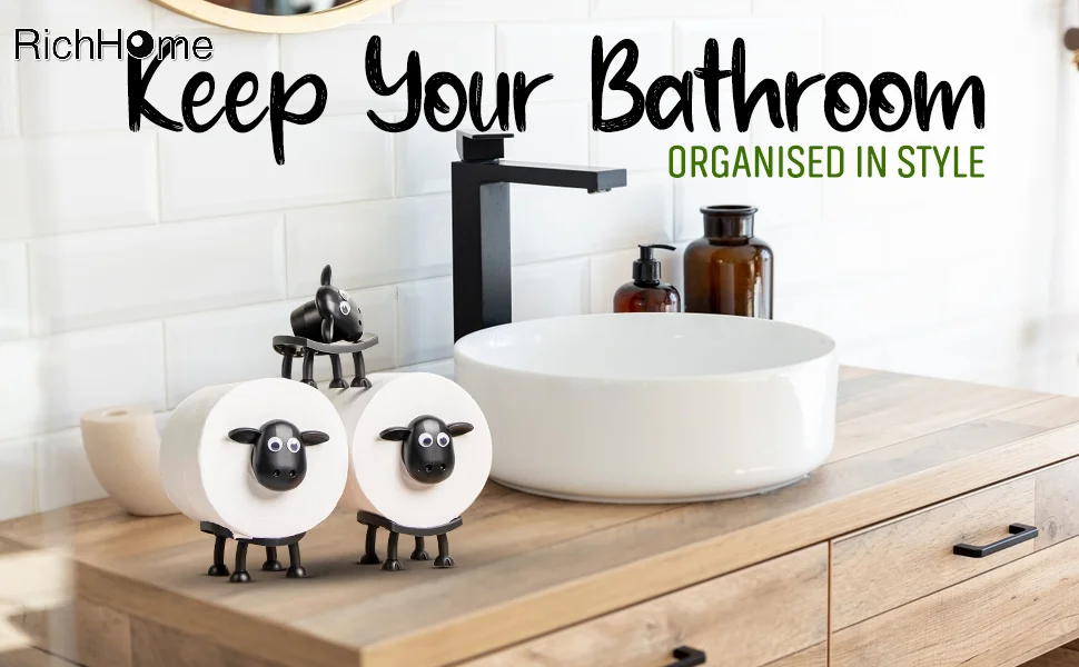 Cute Sheep Toilet Roll Holder Resin Lovely Sheep Tissue Box Stackable for Home Bathroom Stackable Animal Tissue Organiser 6