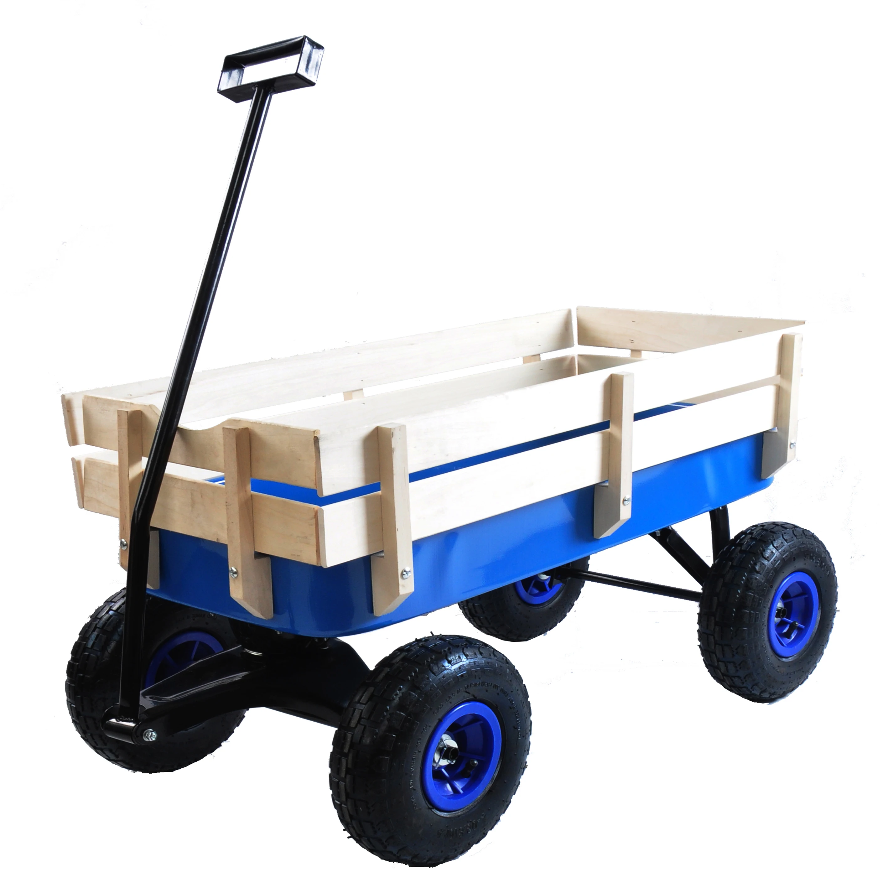 Tools Cart Wagon Cart Garden Cart Trucks Outdoor Wagon All Terrain Pulling w/Wood Railing Air Tires Children Kid Garden images - 6