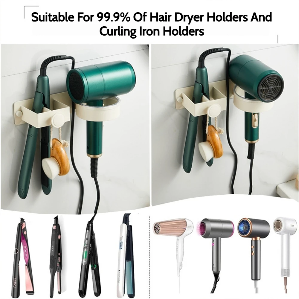 Wall Mount Hair Dryer Bracket Hair Dryer Holder Self Adhesive Stickers Space Aluminum Curling Iron Holder Air Blower Rack storage rack,hair dryer holder,hair tool holder