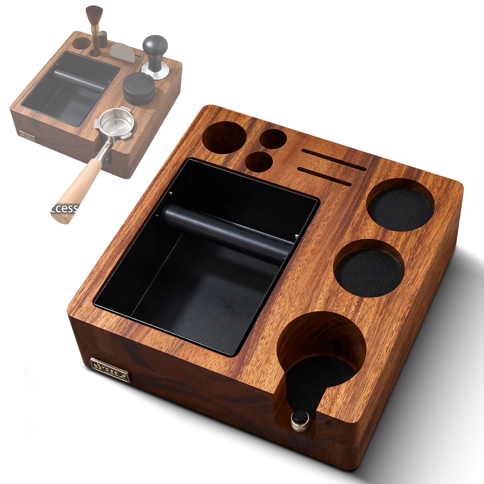 TOO WOOD Record Shelfオーク paddlers coffee TREELF 3 w 1 Espresso Knock Box i stacja ubijania 51/54MM