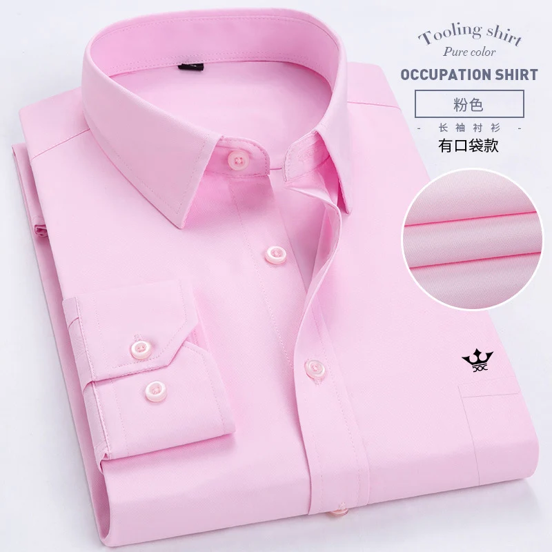 2022 Nova Camisa de negócios de manga comprida masculina, Casual, Branco, Azul, Preto, Inteligente, Vestido Social Masculino