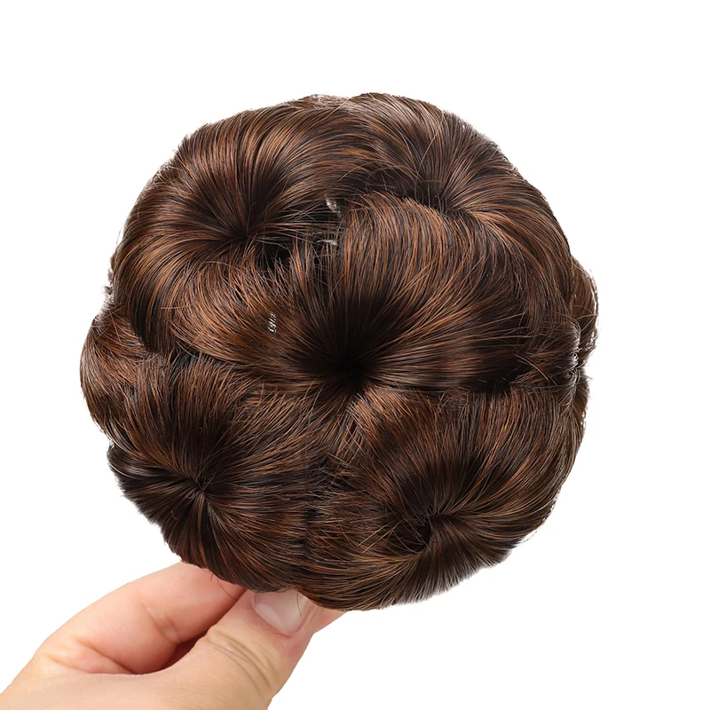 Synthesis Hair Claw Clip Chignon Extension Women Hair Bun Extension Bands Curly Hairpiece
