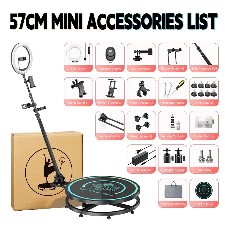 360 Photo Booth Automatic 360 Spin Camera Booth Machine Photography Lights Software For Parties