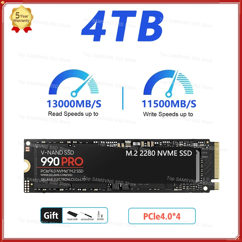 

2024 New Original Brand 990PRO SSD M.2 2280 PCIe Gen 4.0 X 4 NVMe Internal Solid State Disk 4TB 2TB 1TB for Desktop/laptop/PS5