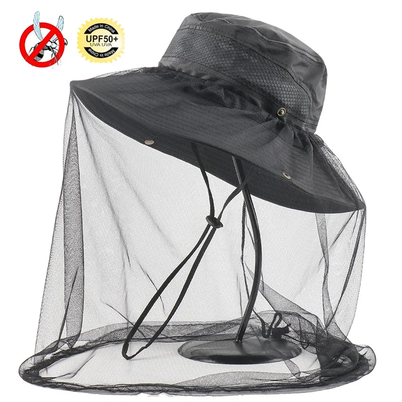 

Anti Mosquito Face Mesh Net Hat For Women Men Summer UV Protection Sun Hats Male Outdoor Fishing Hiking Bucket Hat
