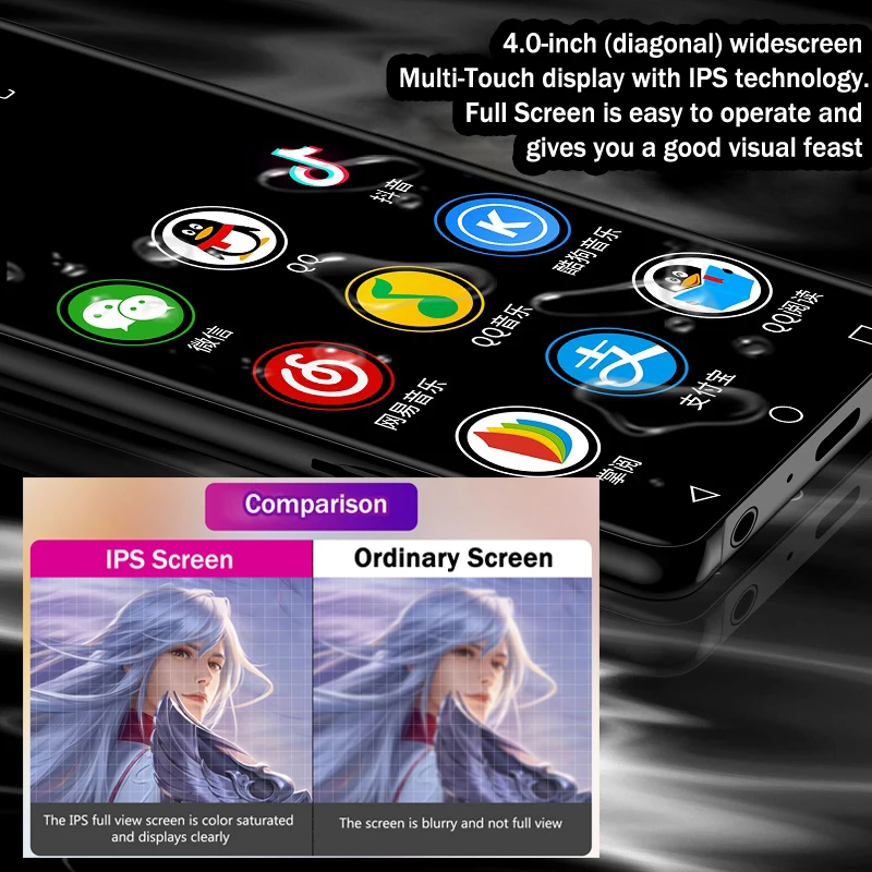 Yophoon 4 Inch M18 Android 8.1 WiFi MP3 MP4 Player Bluetooth 5.0 Full Touch IPS Screen FM/Recorder/Browser/Up to 256GB mp4 player music player mini media player