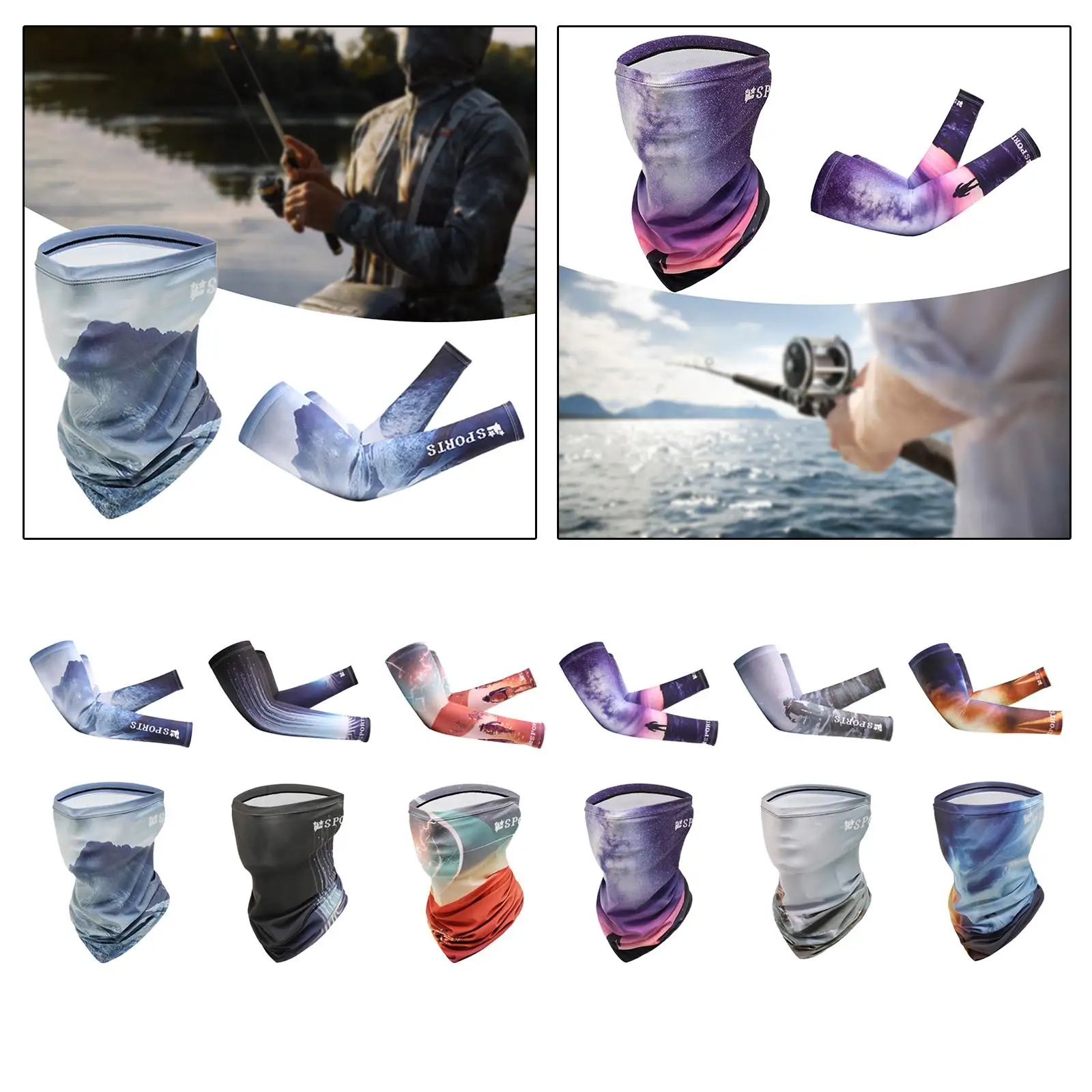 Arm Sleeves Neck Gaiter Sun Protection for Summer Face Cover Arm Sleeves Neck Gaiter Sun Protection for Summer Face Cover