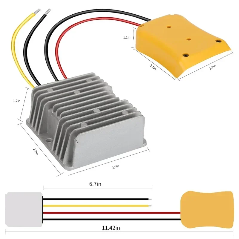 DC 20V To 12V Step Down Converter Adapter for Dewalt 20V Li-ion Battery 15A 180W Adapter Automatic Buck Boost Voltage Regulator