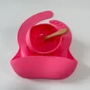 Soft Silicone Baby Feeding Bowl Silicone Bibs/Bowl/Spoon Children Dishes Bibs Set Dinnerware 3Pcs Set Feeding Bowls