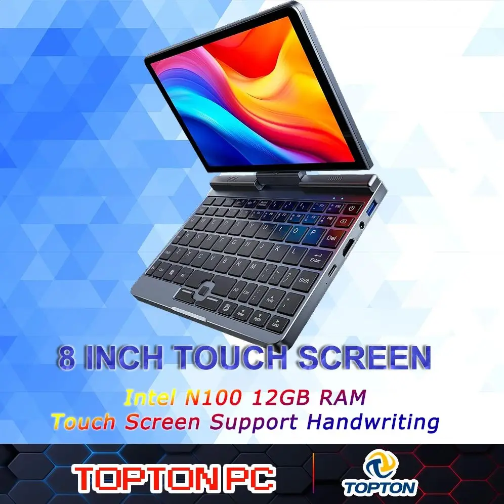 TOPTON P8 Mini Laptop 2-in-1 N100 Touch HD 12GB RAM Windows 11 Pro