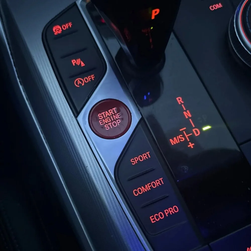 BMW 1 2 3 4 8 X5 X6 X7 Z4 시리즈 F40 F44 G20 G22 G14 G05 G06 용 자동차 시동 정지 엔진 버튼 커버 키 스위치 교체