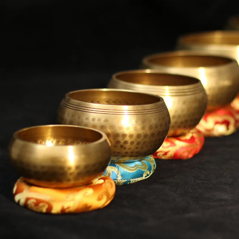 Nepal Handmade Buddha Sound Bowl Yoga Meditation Chanting Singing Bowl Brass Chime Handicraft Music Therapy 4