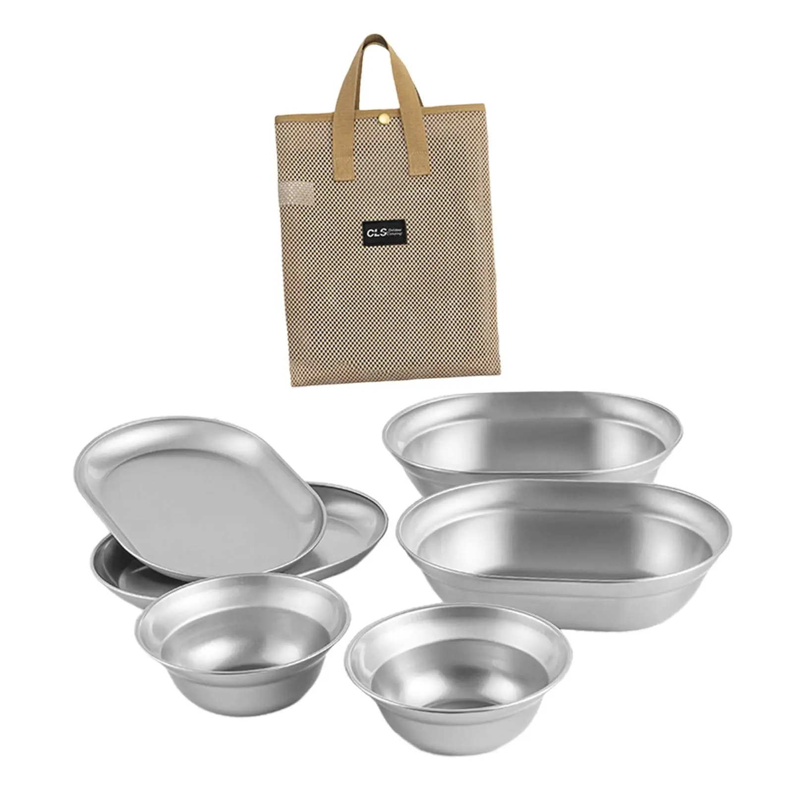 Stainless Steel Plates and Bowls Small Bowl Plate Durable Camping Utensils for Camp Self Driving Tour Outdoor Equipment Fishing