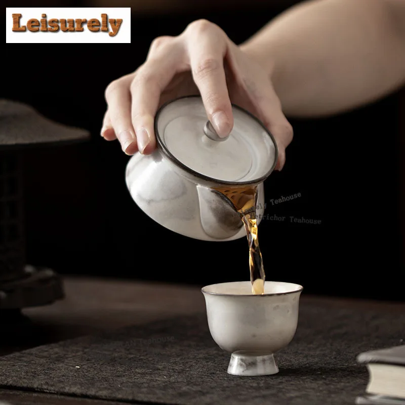 70ML Ink Painting Zhiye Handheld Teapot Handmade Tea Infuser Pot Household Tea Maker Kettle With Strainer Drinkware Collection