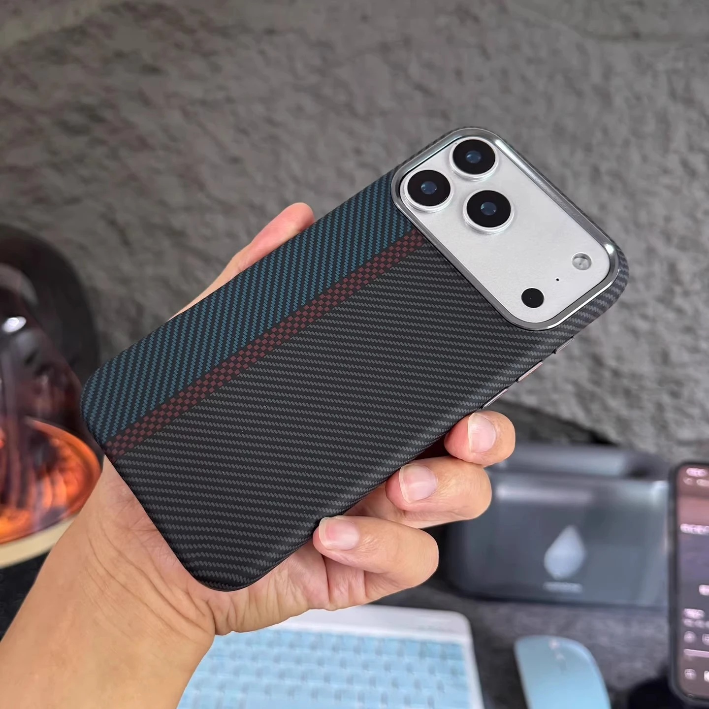 Sleek Carbon Fiber Magnetic Phone Case with Alloy Lens Protection and Wireless Charging Capability