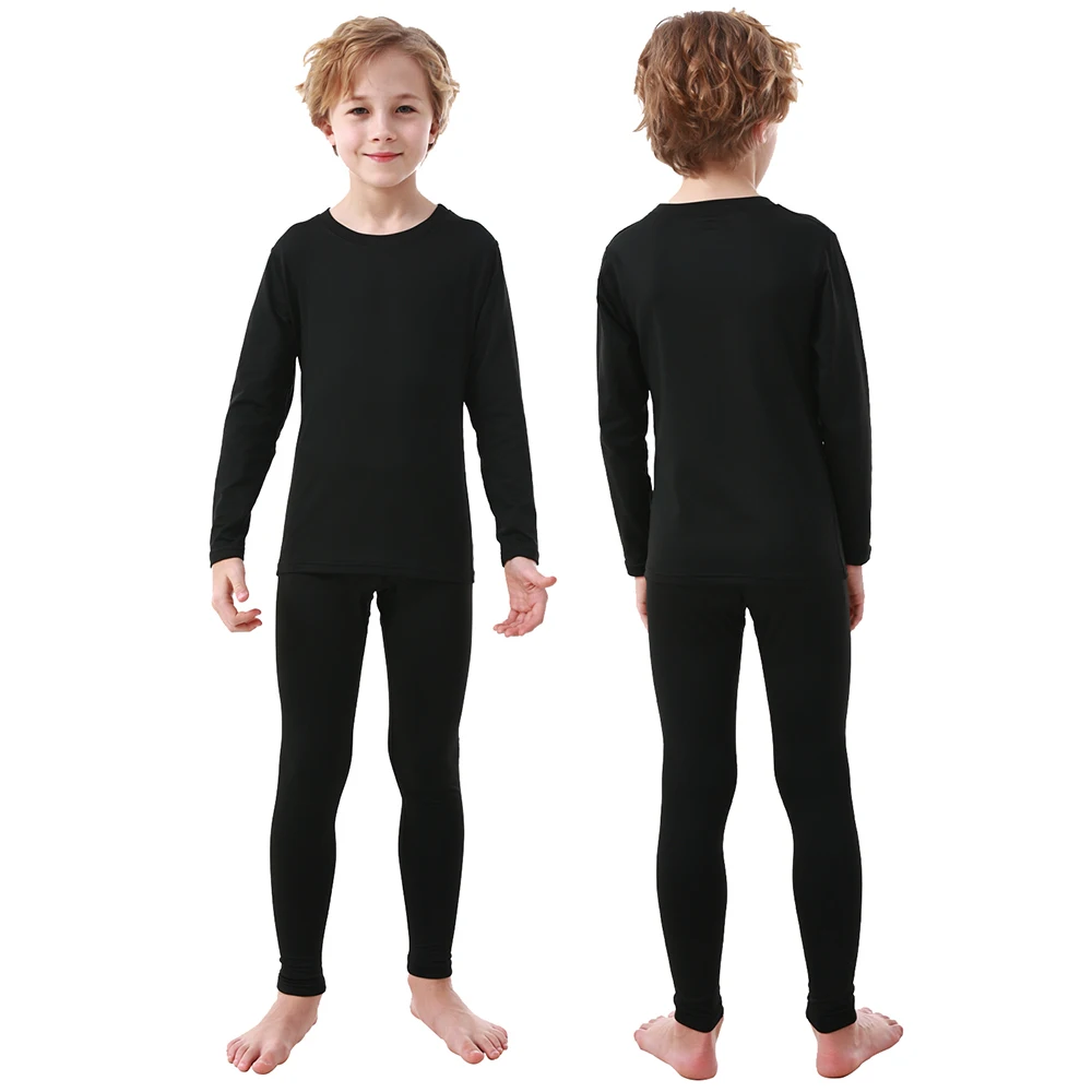 Children Thermal Underwear Suit Winter Thermal Long Sleeve T-shirt Long Johns No Trace Warm Sleepwear Solid Color Kids Clothes