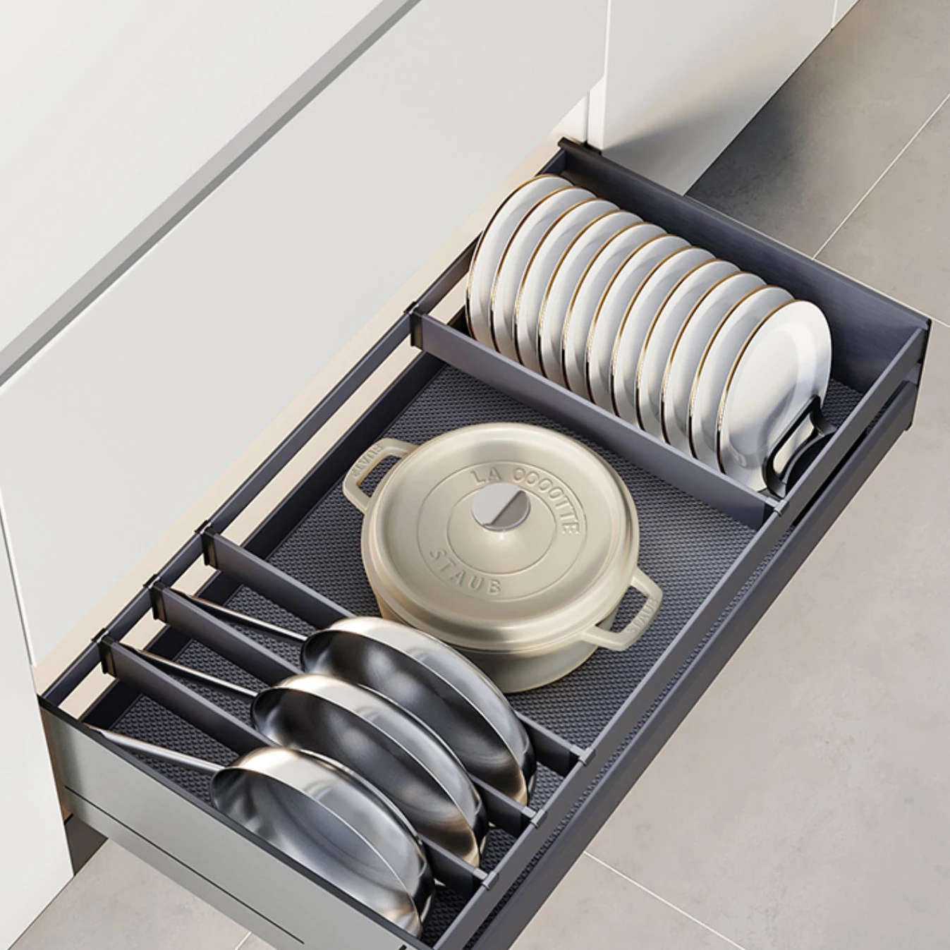 3 Layers Kitchen Cabinet Interior Organizers Pull Out Dish Shelf Multi-function Cutlery Storage Drawer Basket