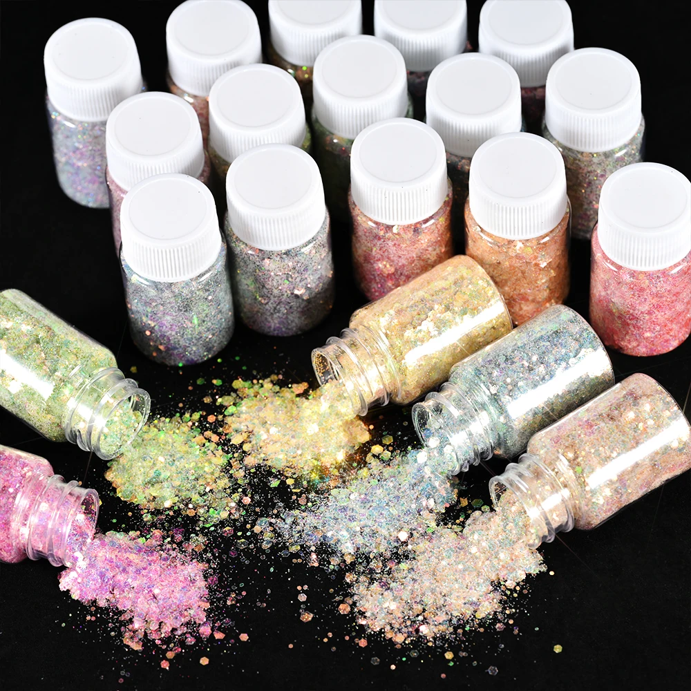 Net 10G Hexagon Hexagon Nail Art Glitter Powder Aurora Mermaid Paillettes Flakes Sparkly Lustrle Paillettes Decorazione Per Unghie