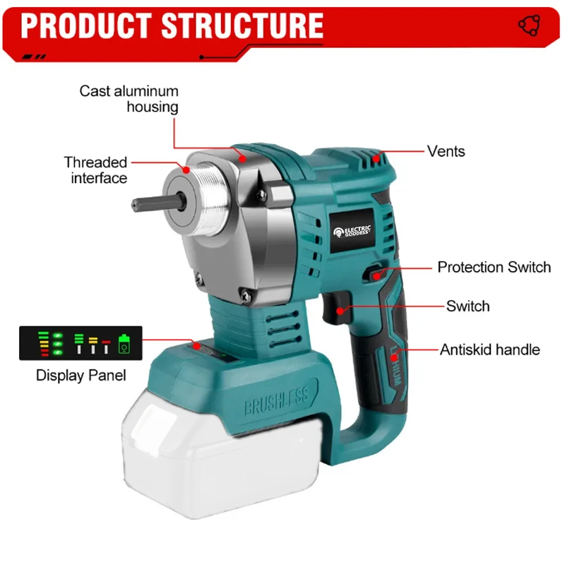 Electric Goddess 1100W Handheld Wireless Cement Concrete Vibrator Concrete Mixing Power Tool For Makita 18V Battery 4