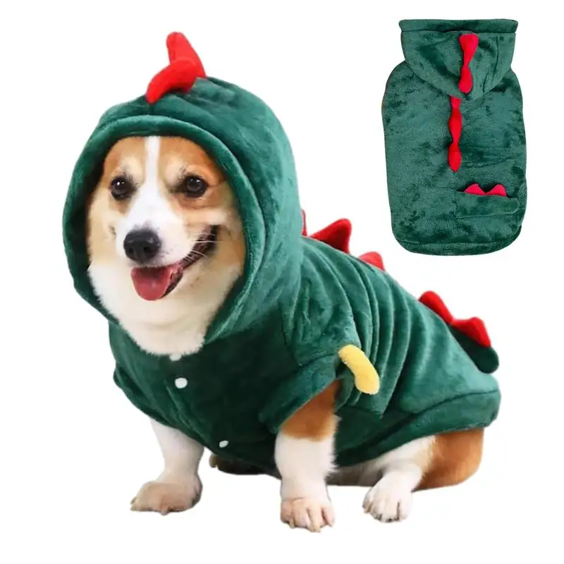 

Dog Dinosaur Costume Coral Fleece Warm Dog Costume Pet Cosplay Costume Winter Warm Cats Coat Pet Hoodies Sweater Pet Supplies